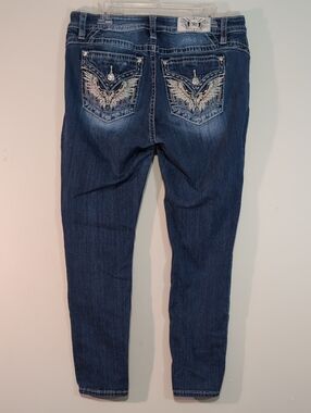 Miss Me Dark Blue Skinny Jeans with Embroidered Back Pockets